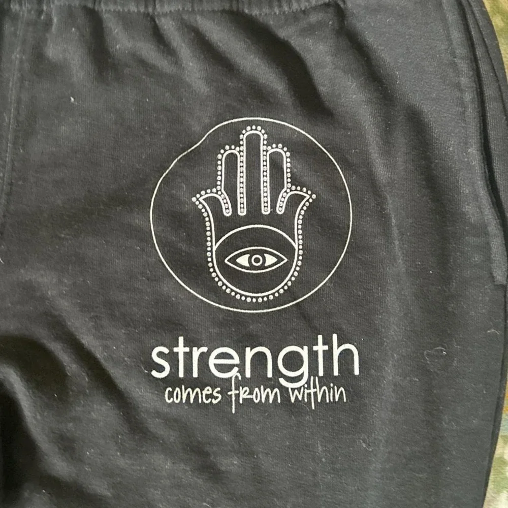 Peace Love World Black and grey sweatpants drawstring waistband women's medium - Picture 3 of 5